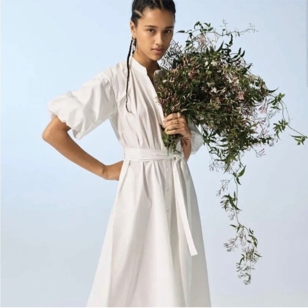 Banana Republic Puff Sleeve Cotton Poplin Shirtdress size Small